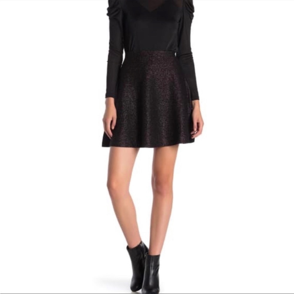 Vero Moda Pull On Metallic A-Line Flare Mini Skirt Black Multicolor Size Small